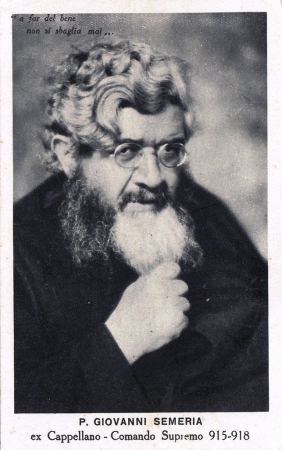 Cartolina con P. Giovanni Semeria utilizzata per raccogliere fondi a favore degli orfani dell'Opera Nazionale per il Mezzogiorno d'Italia.